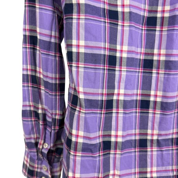 Talbots Petite Womens Purple Plaid Long Sleeve Button Up Shirt Top Blouse sz M P - Picture 12 of 16